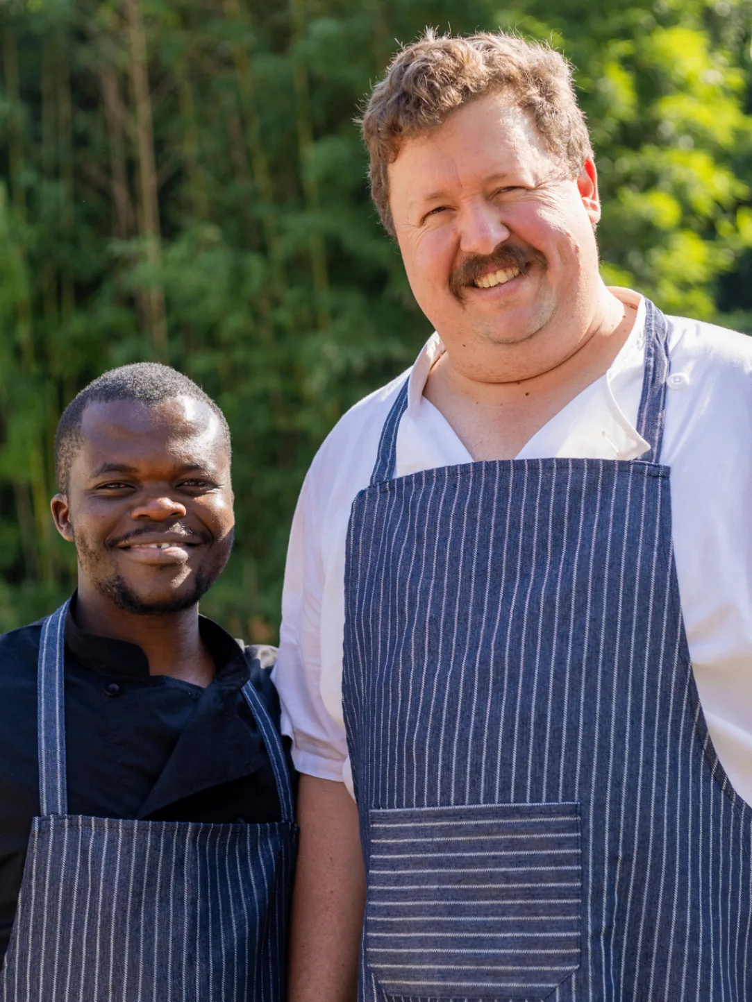 The catering team smiling during service